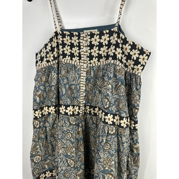 Natural Life Boho Floral Tiered Cotton Maxi Dress Button Front Midi Womens XL - Picture 3 of 14